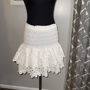 Sea New York Tiered Eyelet Smocked Mini Skirt/ Strapless Top SZ medium